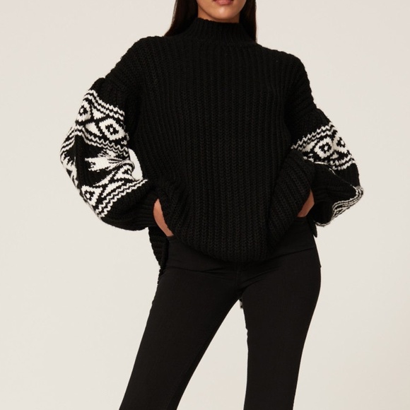 Sachin + Babi Sweaters - Sachin + Babi Black and White Turtleneck Sweater